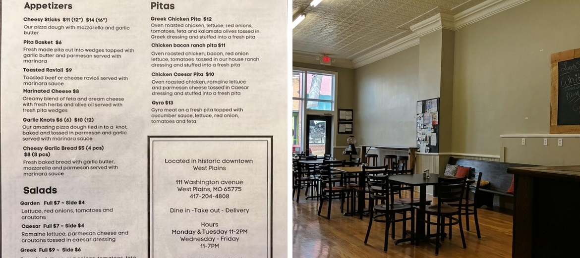Ozark Pizza & Bread Company Menu