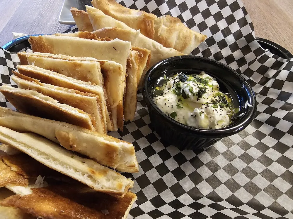 Marinated Cheese with Pita Points